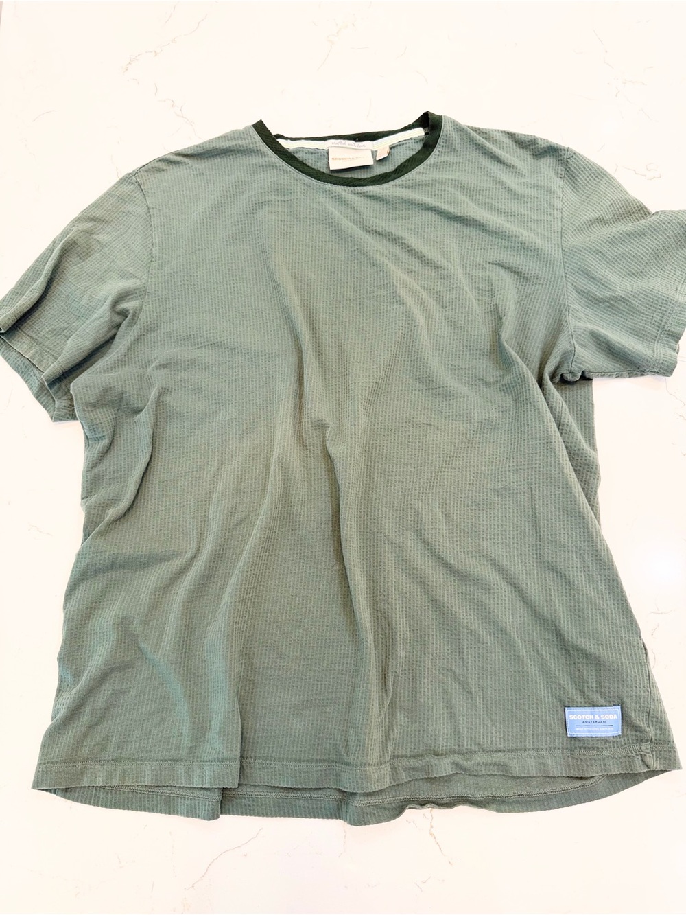 Scotch & Soda Amsterdam Textured Green Ringer Tee